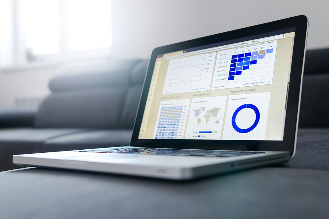 A laptop with a dashboard for advanced analytics and advertising data