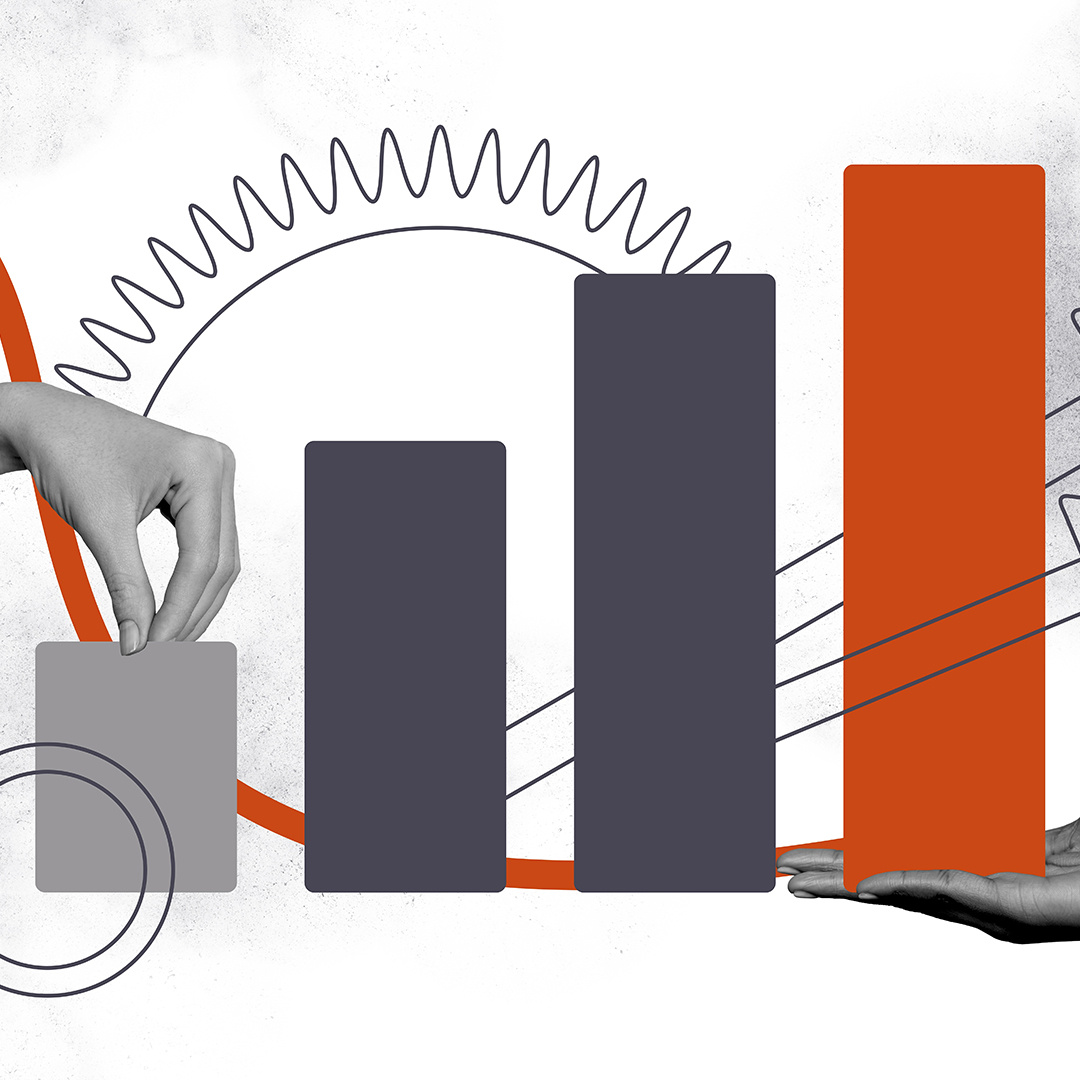 The resurgence of predictive modeling and analytics represented by a whimsical bar graph.
